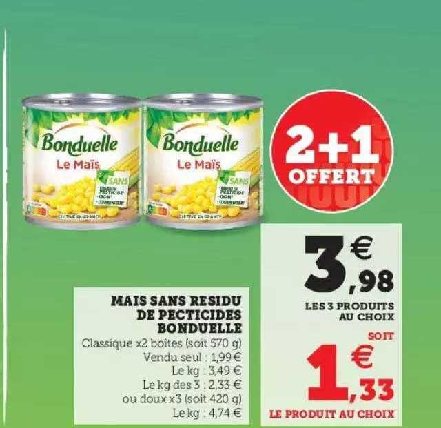 maïs sans résidu de pesticides bonduelle
