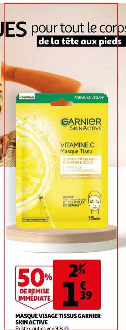 Masque Visage Tissus Garnier Skin Active