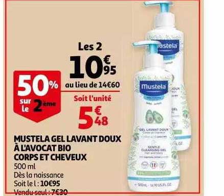 mustela gel lavant doux à l'avocat bio corps et cheveux