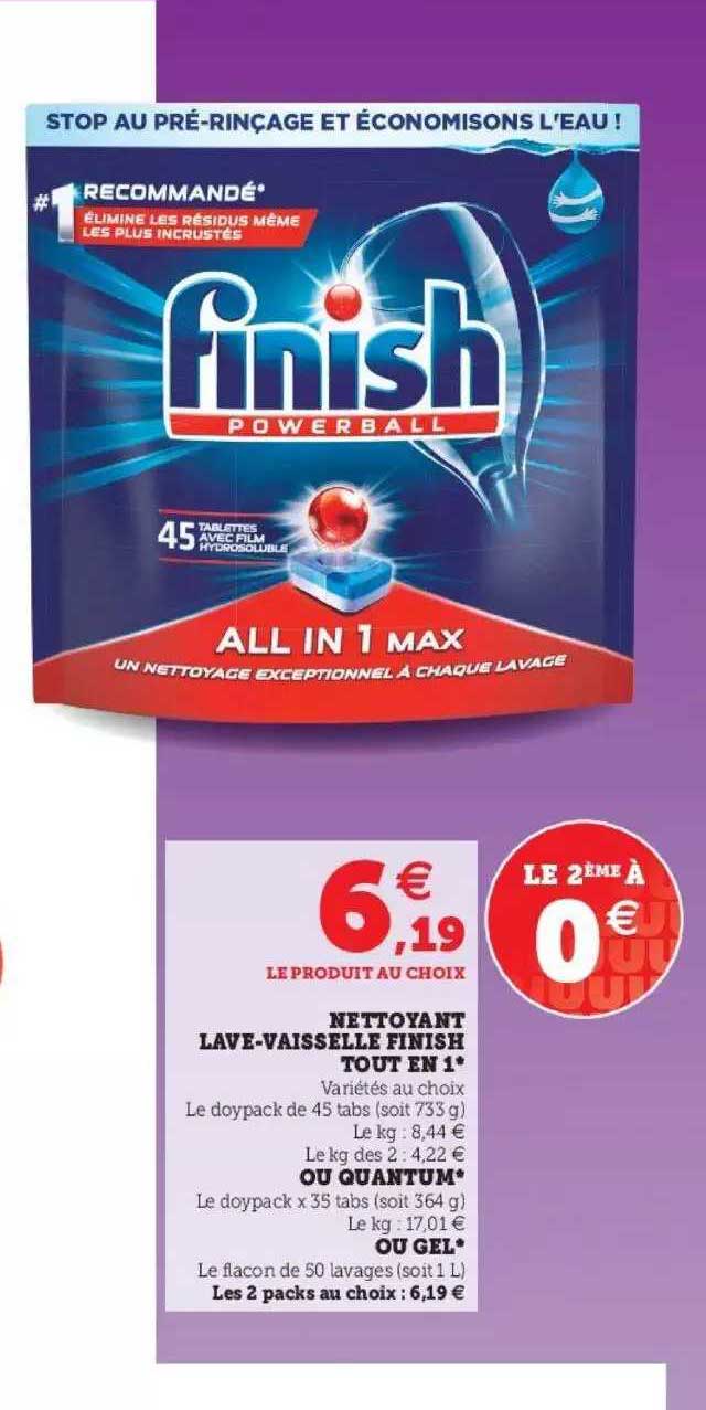 nettoyant lave-vaisselle finish tout en 1 ou quantum ou gel