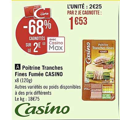Poitrine Tranches Fines Fumée Casino