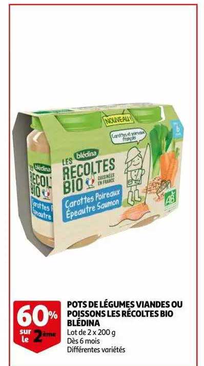 pots de légumes viandes ou poissons les récoltes bio blédina