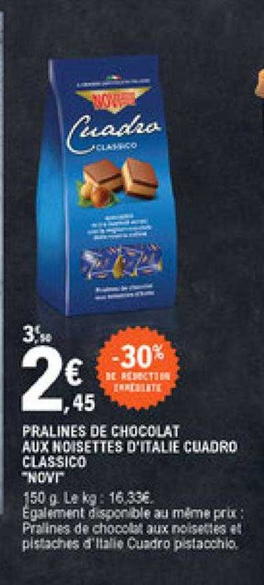 pralines de chocolat aux noisettes d'italie cuadro classico "novi"