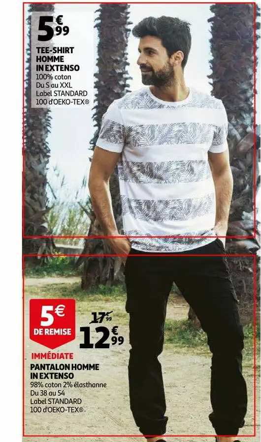 tee-shirt homme in extenso, pantalon homme in extenso