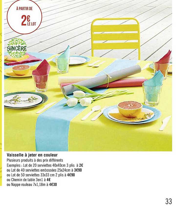 vaisselle à jeter en couleur