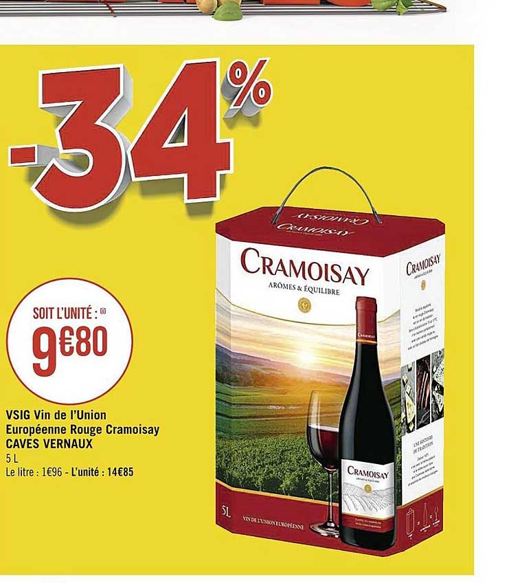 vsig vin de l'union européenne rouge cramoisay caves vernaux