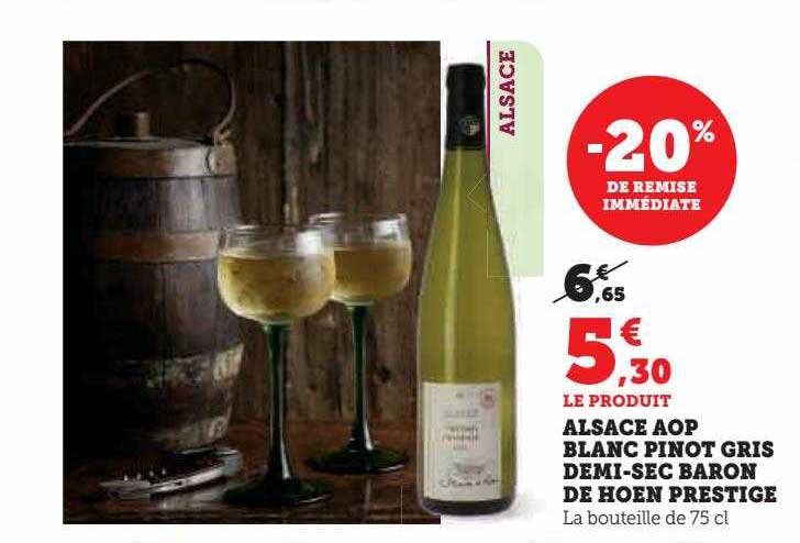 alsace aop blanc pinot gris demi-sec baron de hoen prestige