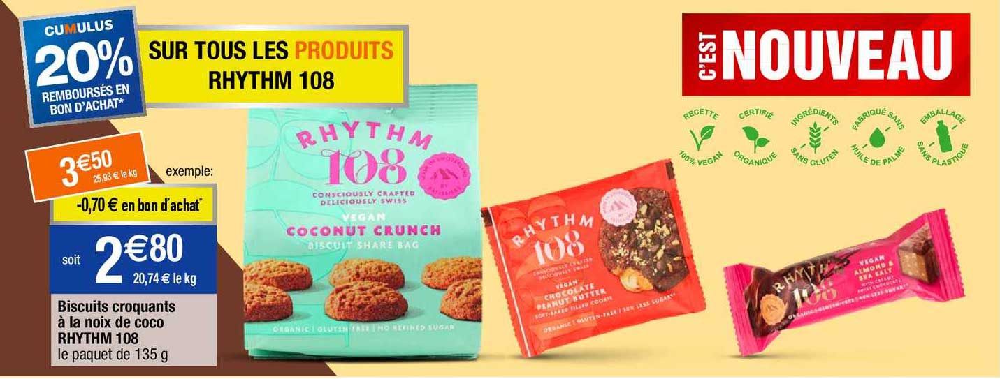 biscuits croquants à la noix de coco rhythm 108