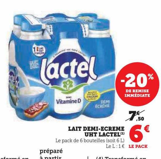 lait demi-écrémé uht lactel