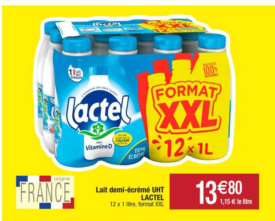 lait demi-écrémé uht lactel