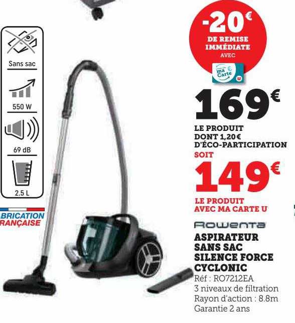 aspirateur sans sac silence force cyclonic rowenta