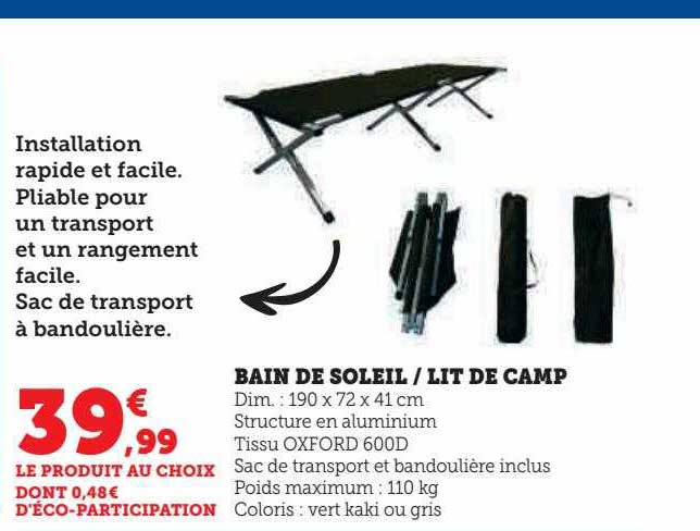 bain de soleil-lit de camp