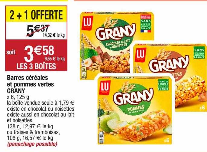 barres céréales et pommes vertes grany