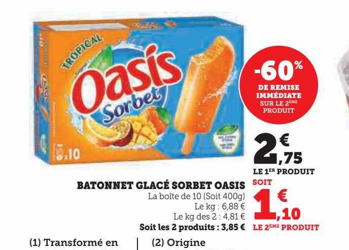 Bâtonnets Glacé Sorbet Oasis