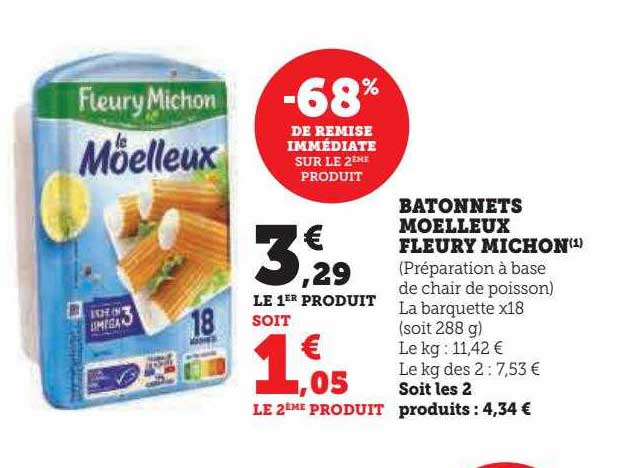 bâtonnets moelleux fleury michon