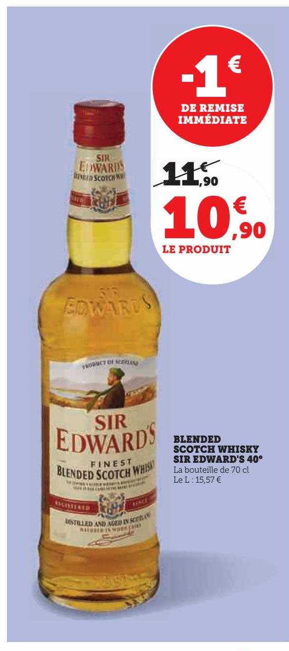 blended scotch whisky sir edward's 40°