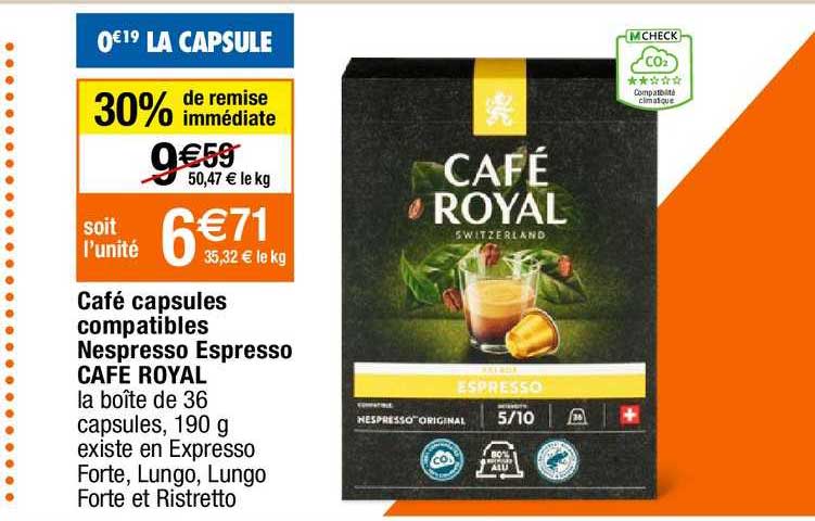 café capsules compatibles nespresso espresso café royal