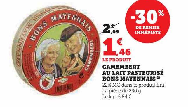 camembert au lait pasteurisé bons mayennais