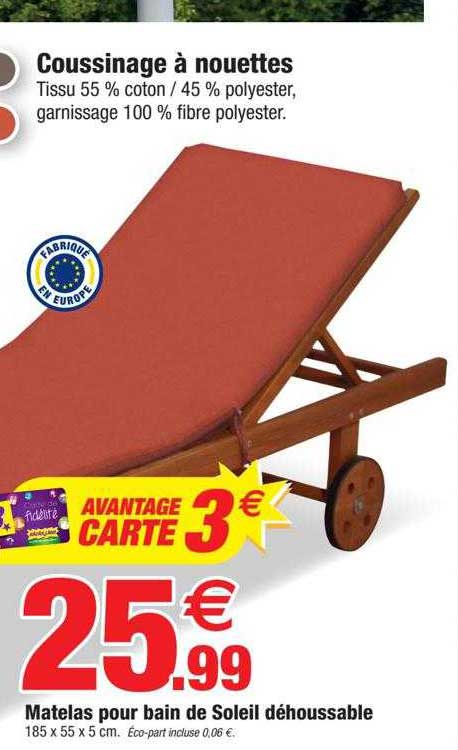 coussinage à nouettes, matelas pour bain de soleil déhoussable
