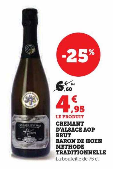crémant d'alsace aop brut baron de hoen méthode traditionnelle
