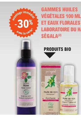 gammes huiles végétales 100ml et eaux florales laboratoire du haut-ségala