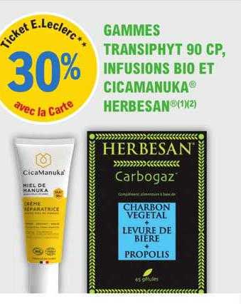Gammes Transiphyt 90 Cp, Infusions Bio Et Cicamanuka Herbesan