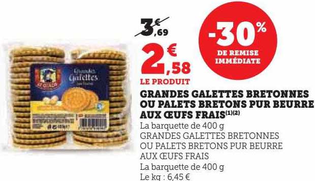 grandes galettes bretonnes ou palets bretons pur beurre aux œufs frais
