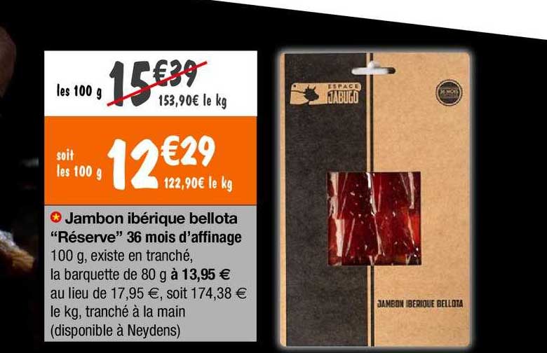 jambon ibérique bellota "réserve" 36 mois d'affinage