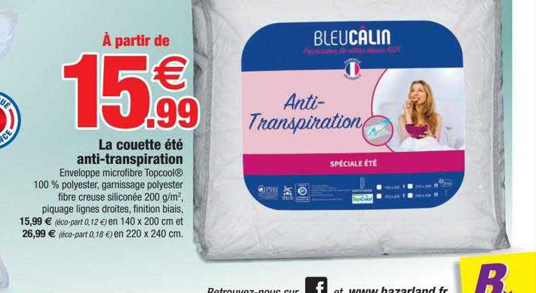 la couette été anti-transpiration bleu câlin