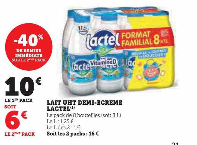 Lait Uht Demi-écrémé Lactel