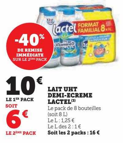lait uht demi-écrémé lactel