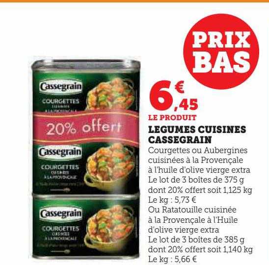 Légumes Cuisinés Cassegrain