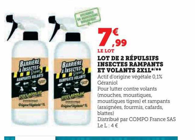 lot de 2 répulsifs insectes rampants et volants 2 x 1l