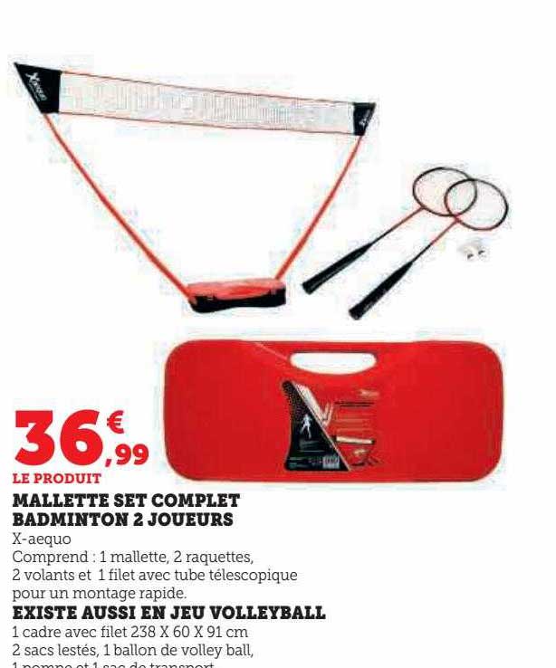 mallette set complet badminton 2 joueurs existe aussi en jeu volleyball