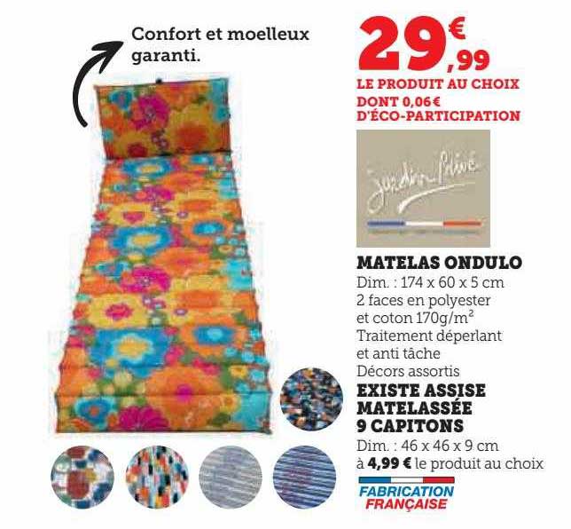 matelas ondulo existe assise matelassée 9 capitons