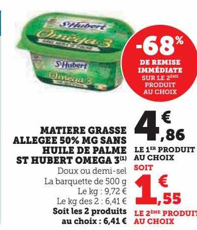 matière grasse allégée 50% mg sans huile de palme st hubert oméga 3