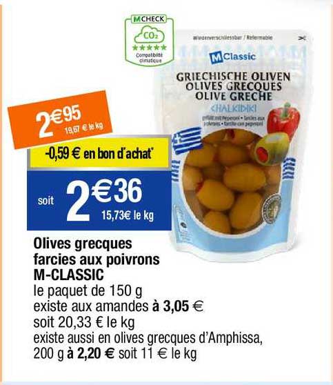 olives grecques farcies aux poivrons m-classic