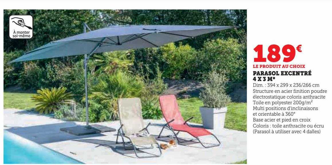 parasol excentré 4 x 3 m