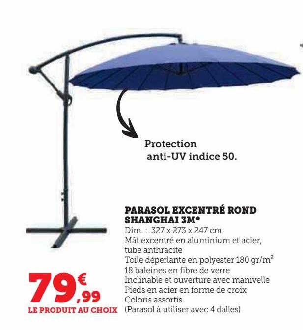 parasol excentré rond shanghai 3m