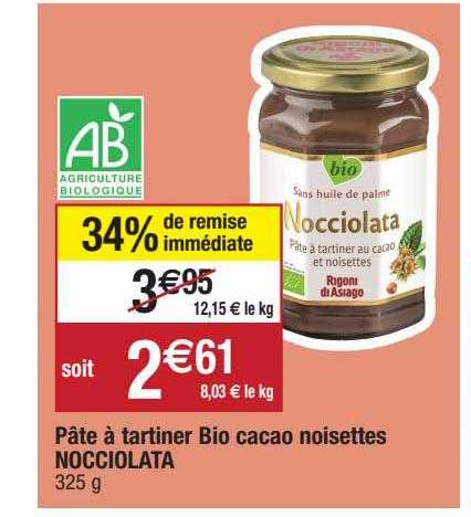 Pâte à Tartiner Bio Cacao Noisettes Nocciolata
