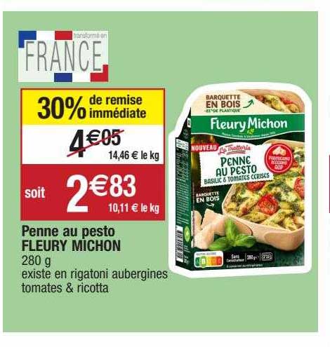 penne au pesto fleury michon