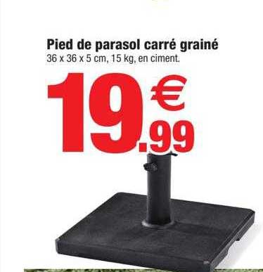 pied de parasol carré grainé