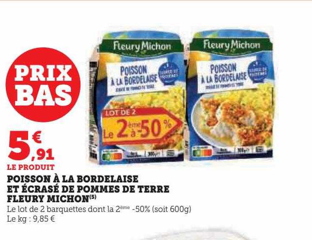 poisson à la bordelaise et écrasé de pommes de terre fleury michon