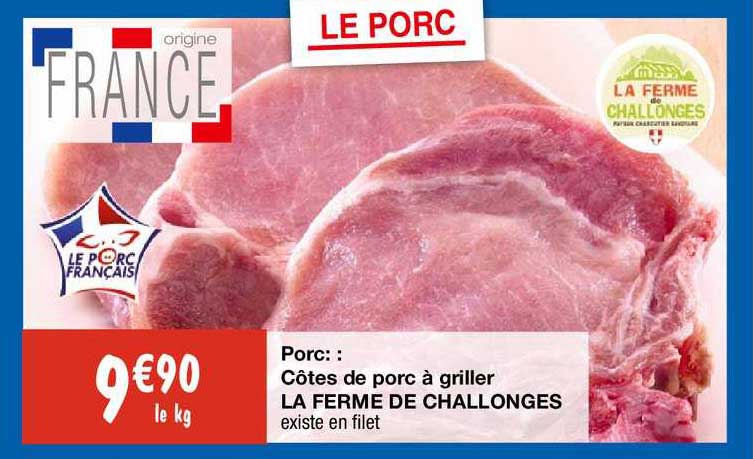 Porc : Côtes De Porc à Griller La Ferme De Challonges