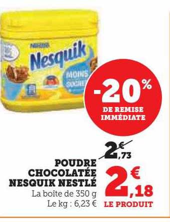 poudre chocolatée nesquik nestlé