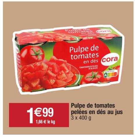 Pulpe De Tomates Pelées En Dés Au Jus Cora