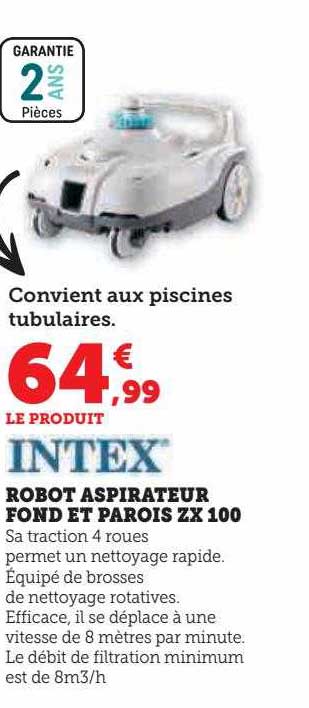 robot aspirateur fond et parois zx 100 intex