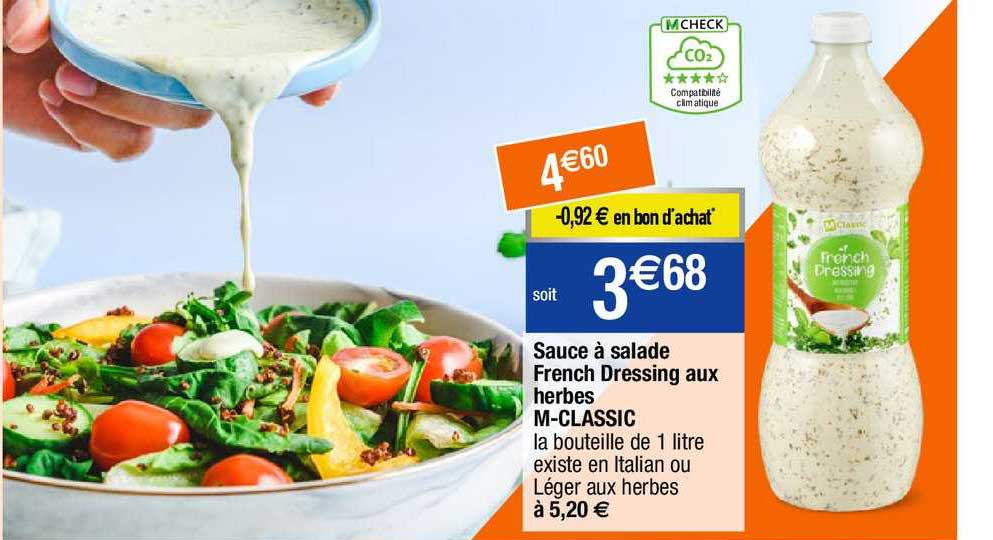 sauce à salade french dressing aux herbes m-classic