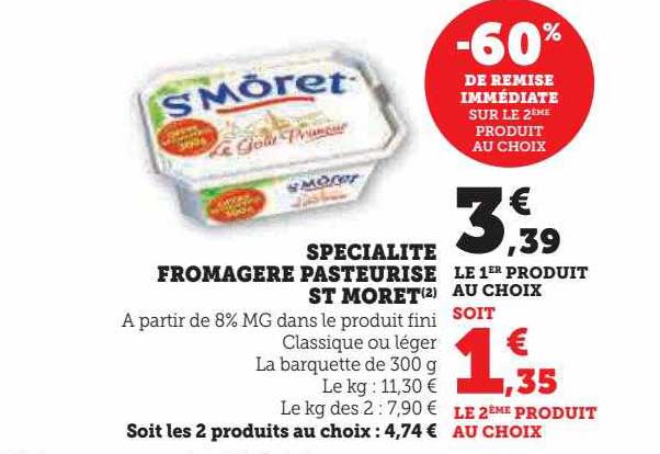 spécialité fromagère pasteurisé st môret