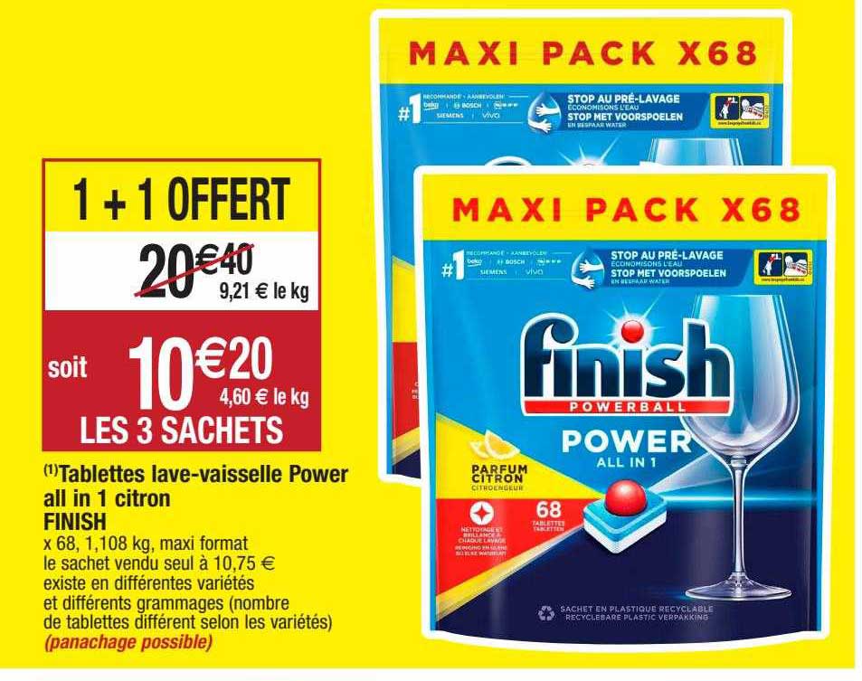 tablettes lave-vaisselle power all in 1 citron finish